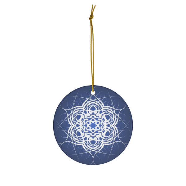 Midnight Blue Scandia Snowflake Ceramic Ornament (Vinterunderland)