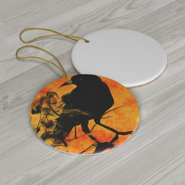 Halloween Raven Bird Ceramic Ornament