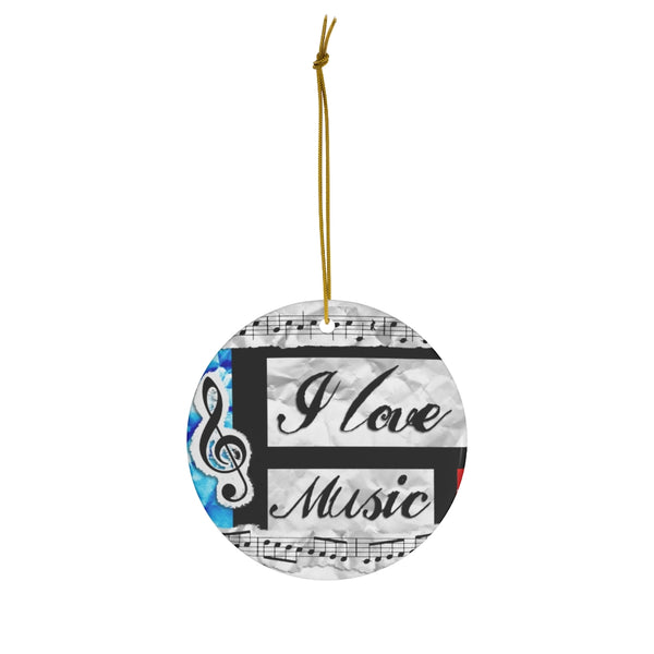I Love Music Ceramic Ornament