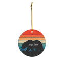 Retro Sunset Papa Bear Ceramic Ornament by Nature's Glow
