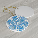 Nordic Blue Snowflake Ceramic Ornament by Nature's Glow