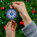 Midnight Blue Scandia Snowflake Ceramic Ornament (Frostig)