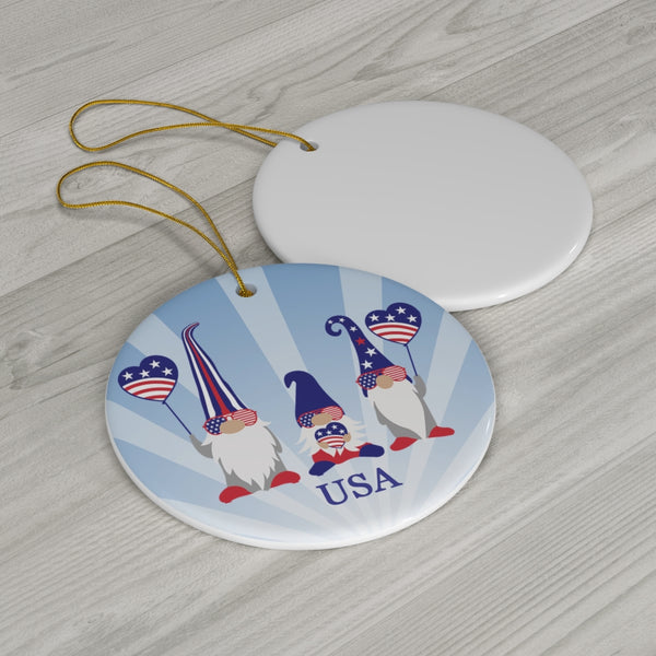 Patriotic Gnomes Ceramic Ornament by Nature's Glow