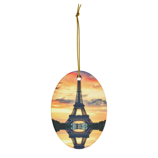 Eiffel Tower Sunset Reflection in Paris Ceramic Ornaments