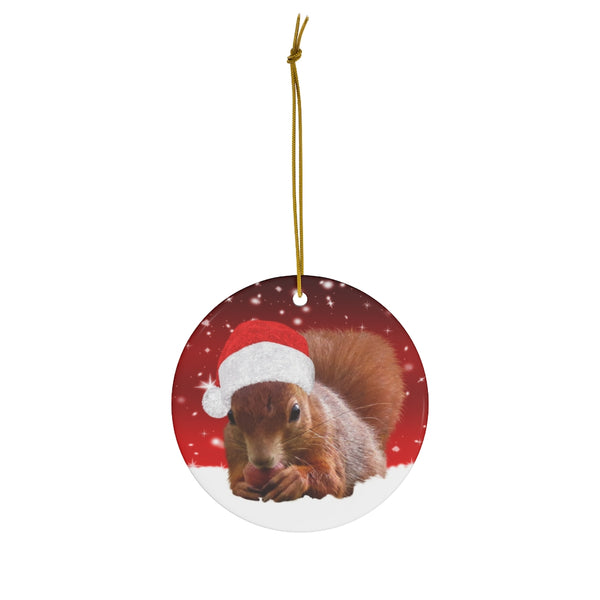 Christmas Squirrel Ceramic Ornament