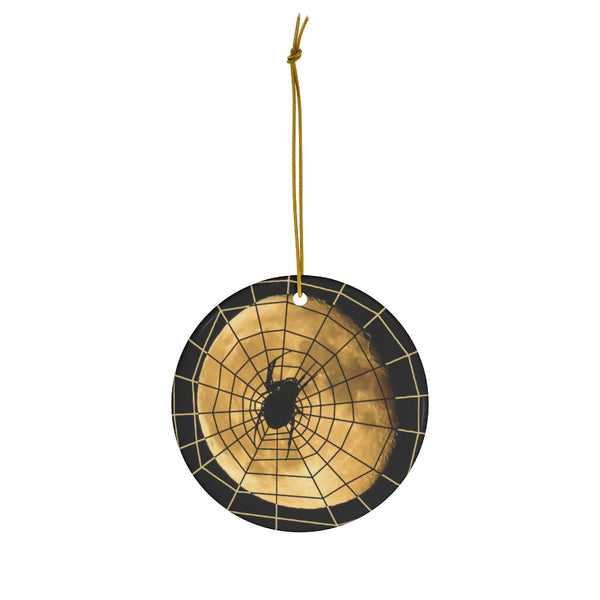 Halloween Spider Web in Moon Ceramic Ornament